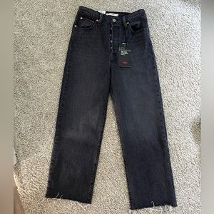 NWT Levi’s Ribcage Ankle Straight dark grey jeans